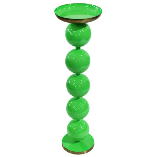 Candelabro de metal diseño esferas verde mate de 18x18x65cm