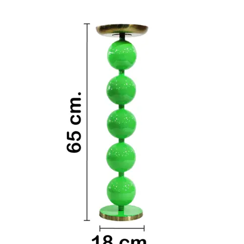 Candelabro de metal diseño esferas verde mate de 18x18x65cm