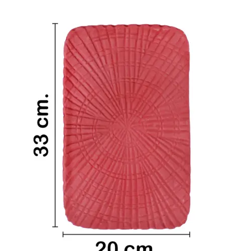 Charola rectangular de metal roja de 33x20x1.5cm
