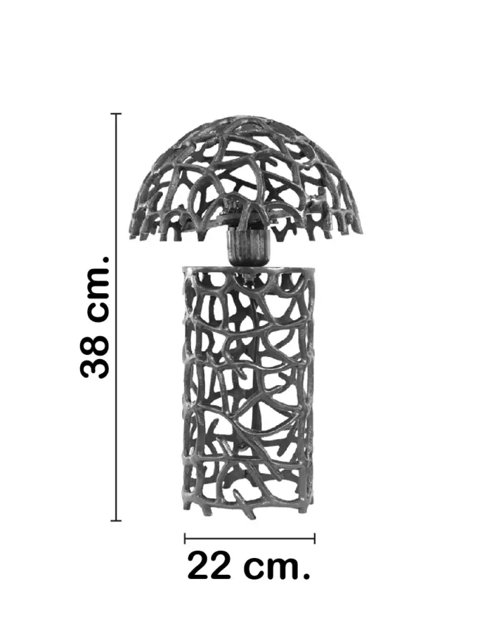 Lámpara de mesa de metal diseño calado gris oscuro de 22x22x38cm - Image 2