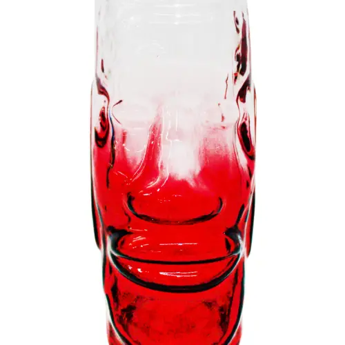 Vaso de vidrio diseño rostro rojo de 7×16.5cm