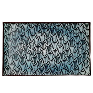 Charola de melamina estampado azul con circulos de 53×32.5×1.95cm