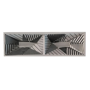Plato rectangular doble de melamina diseño lineas negras con blanco de 22cm