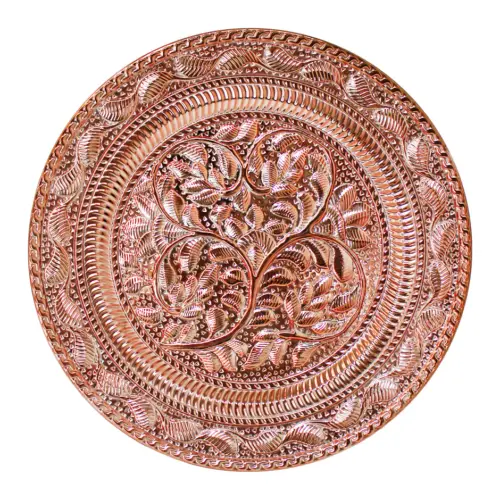 Plato de presentación dorado diseño hojas de 33cm