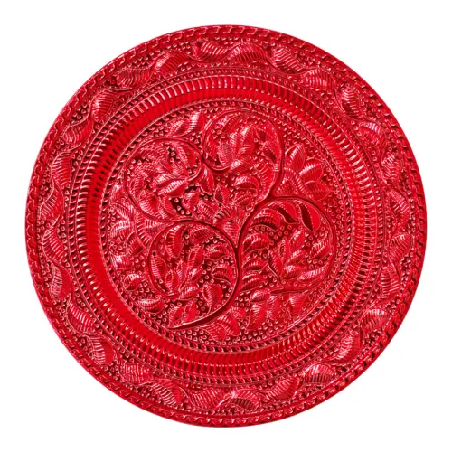 Plato de presentación rojo diseño hojas de 33cm