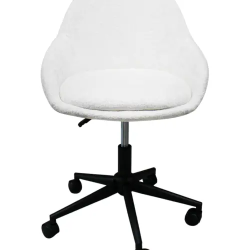 Sillon giratorio de tela blanca de 56.5x61x77.5/87cm peso soportado136kgs