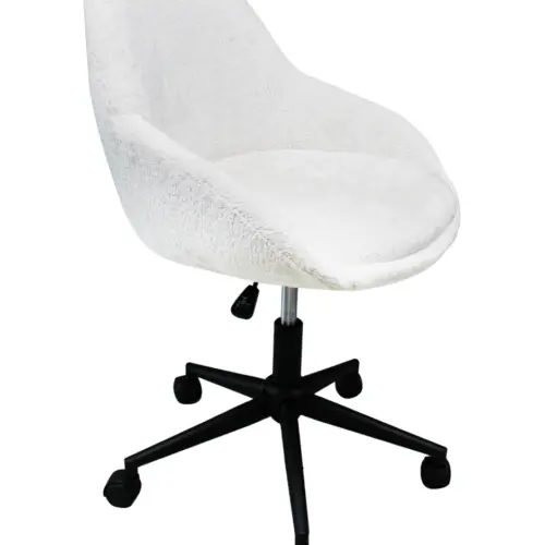 Sillon giratorio de tela blanca de 56.5x61x77.5/87cm peso soportado136kgs