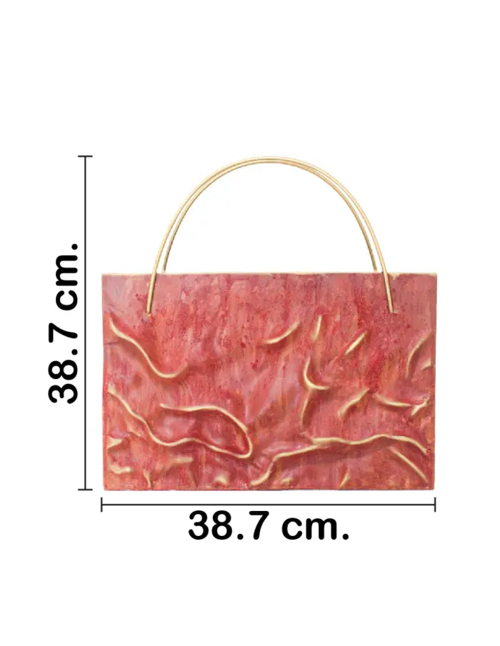 Florero de metal diseño bolsa roja de 38.7x12.1x38.7cm - Image 2