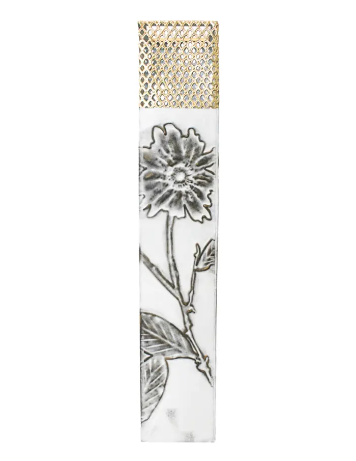 Florero de metal blanco con flores de 11.4x11.4x60.3cm - Image 3