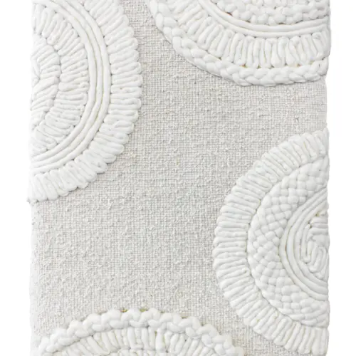 Cuadro beige con círculos de lana de 60X90cm