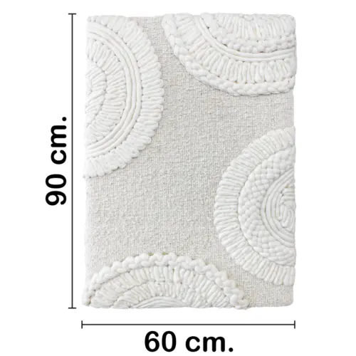 Cuadro beige con círculos de lana de 60X90cm