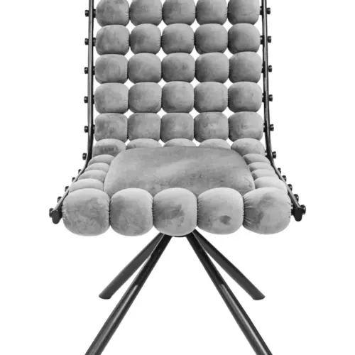 Silla de terciopelo diseño bolas con respaldo cuadrado gris de 51x69x92cm