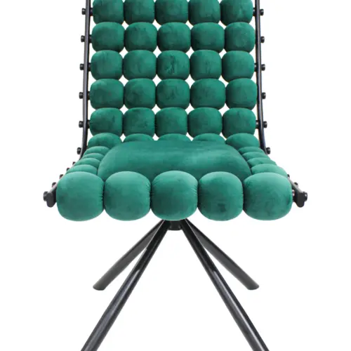 Silla de terciopelo diseño bolas con respaldo cuadrado verde de 51x69x92cm
