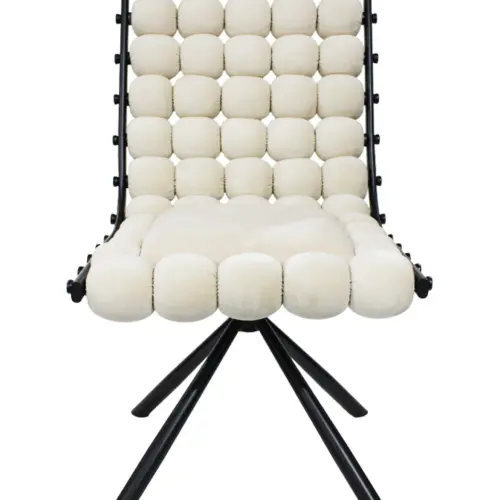 Silla de terciopleo diseño bolas con respaldo cuadrado beige de 51x69x92cm