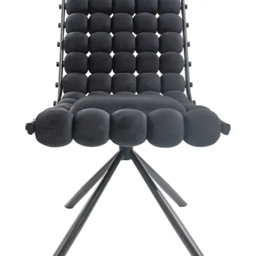 Silla de terciopleo diseño bolas con respaldo cuadrado negro de 51x69x92cm