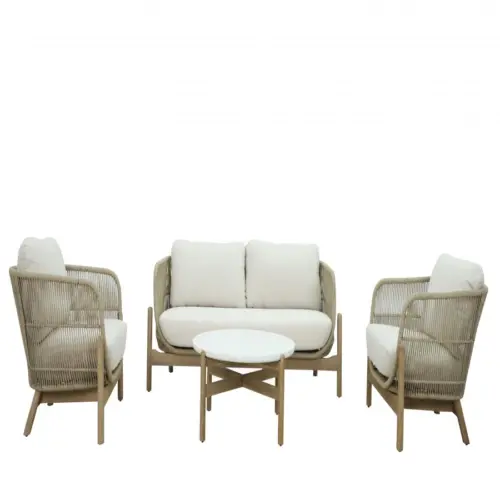 Juego de Sala de madera acacia de con mesa de centro de ceramica 2+1+1+1 de