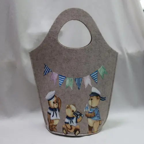 Bolsa de fieltro diseño ositos marineros de 33x35cm