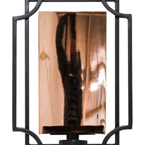 Candelero de metal para pared negro con cobre de 8×17.5x26cm