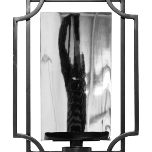 Candelero de metal para pared negro acabado níquel de 8×17.5x26cm