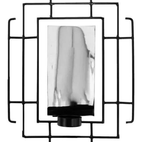 Candelero de metal para pared negro con plateado de 8.5×22.5×29.5cm