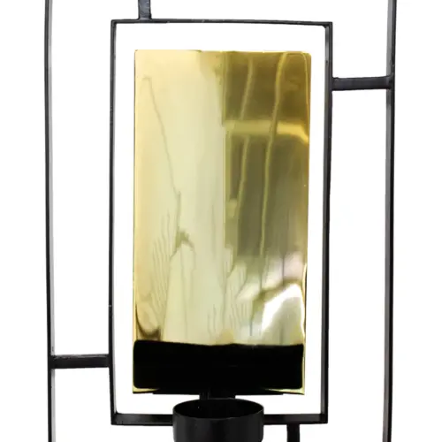 Candelero de metal para pared negro con dorado de 9x17x26cm