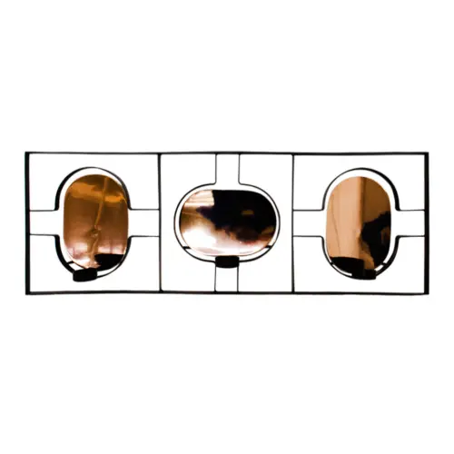 Candelero de metal para pared de 3 velas negro con cobre de 8.5x74x25cm