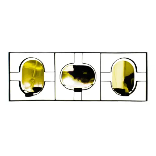 Candelero de metal para pared de 3 velas dorado de 8.5x74x25cm