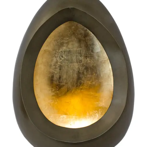 Candelero de metal oval dorado de 19x33x46cm