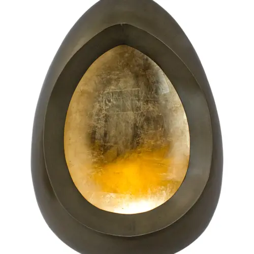 Candelero de metal oval dorado de 15.5x26x39cm