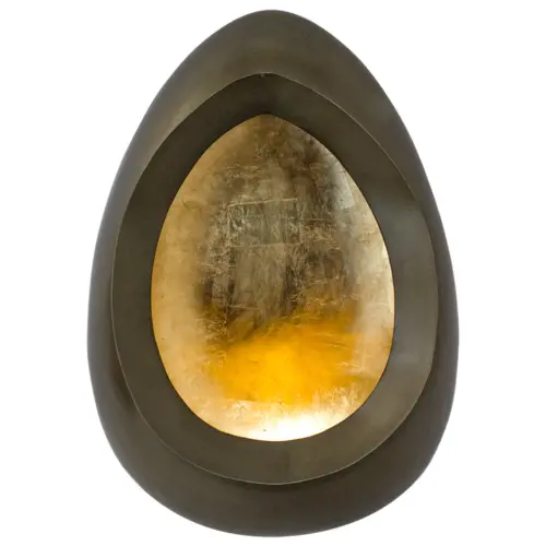 Candelero de metal oval dorado de 13x20x28cm