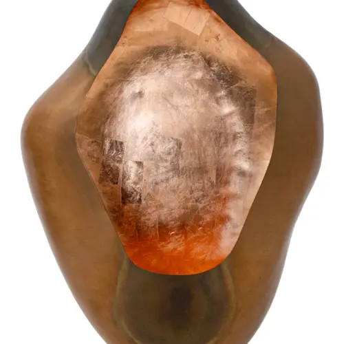 Candelero de metal cobre diseño piedra de 20×44.5×56.5cm