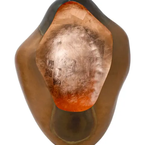 Candelero de metal cobre diseño piedra de 13×29.5x41cm