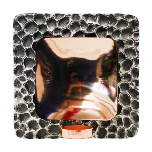 Candelero de metal para pared cuadrado plata con cobre de 7.5x18x18cm