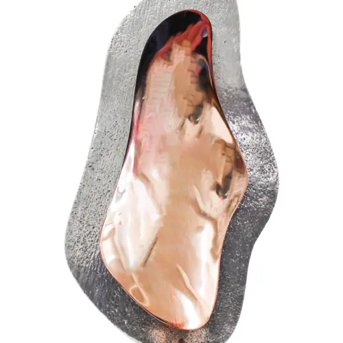 Candelero de metal ondulado para pared plata con cobre de 9.5x16x30cm
