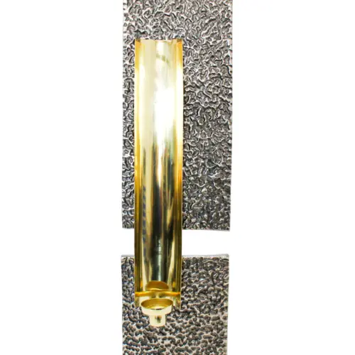 Candelero de metal rectangular para pared plata con dorado de 8x16x62.5cm