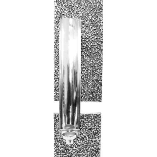 Candelero de metal rectangular para pared plateado de 8x16x62.5cm