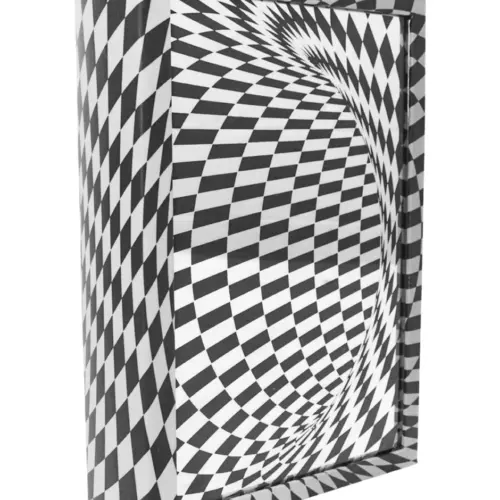 Caja de libro con espejo diseño infinito blanco con negro de 30x21x7cm