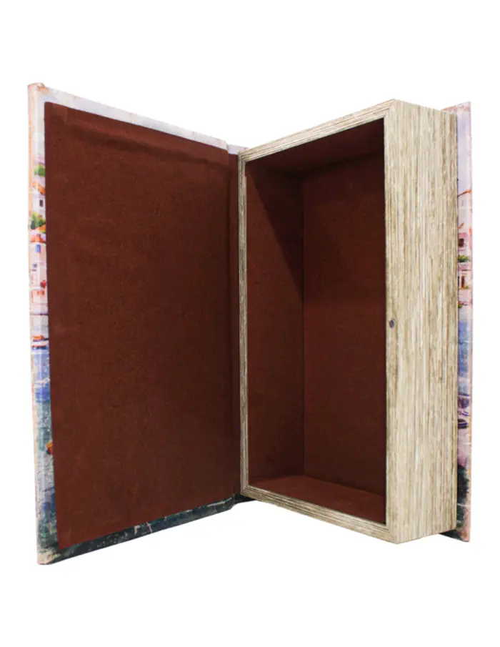 Caja de libro con espejo diseño lanchas en agua de 27x18x7cm - Image 4