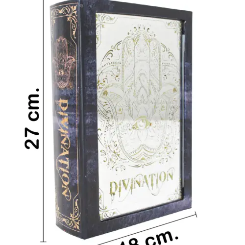 Caja de libro con espejo diseño mano de fatima de 27x18x7cm