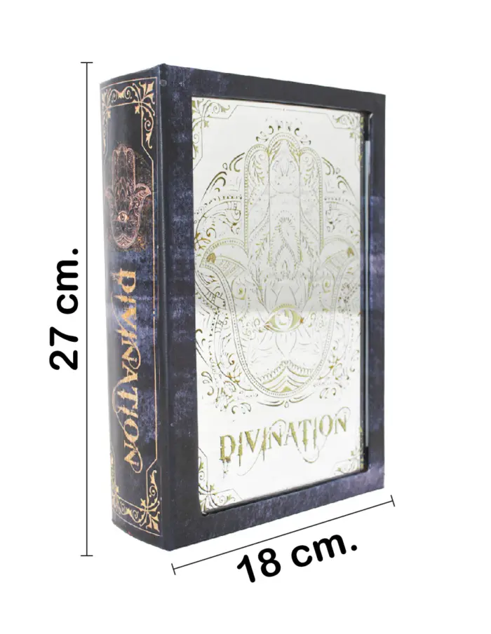 Caja de libro con espejo diseño mano de fatima de 27x18x7cm - Image 2