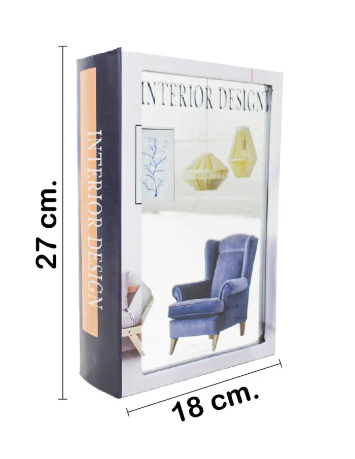 Caja de libro con espejo diseño sillon azul de 27x18x7cm - Image 2