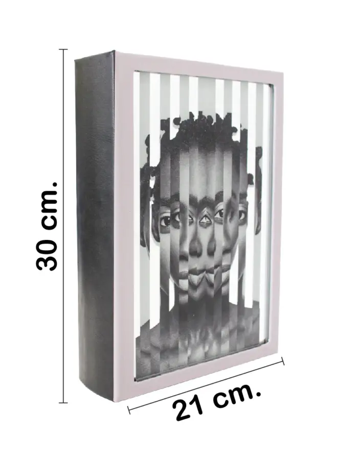 Caja de libro con espejo diseño rostro abstracto de 30x21x7cm - Image 2