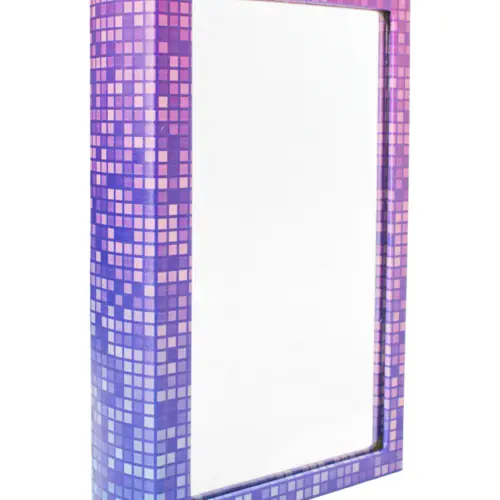 Caja de libro con espejo diseño morado de 24x16x5cm