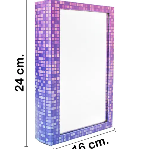 Caja de libro con espejo diseño morado de 24x16x5cm
