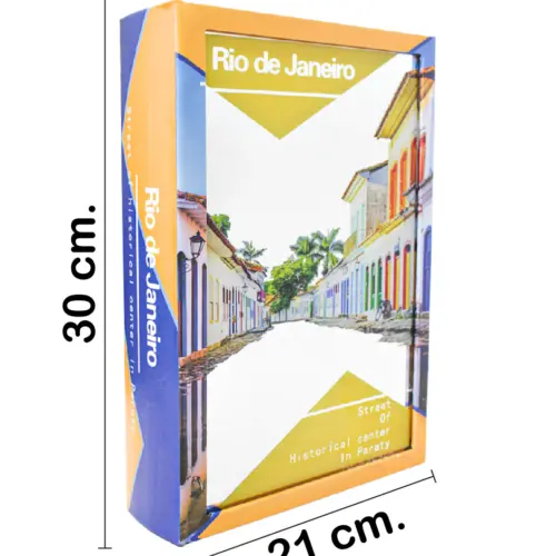 Caja de libro con espejo diseño rio de janeiro de 30x21x7cm