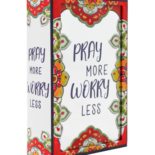 Caja de libro con espejo diseño flores con frase de 27x18x7cm