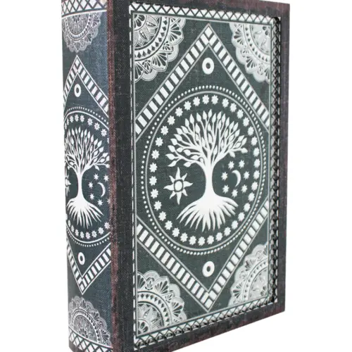 Caja de portalibros diseño árbol de la vida azul de 30x21x7cm