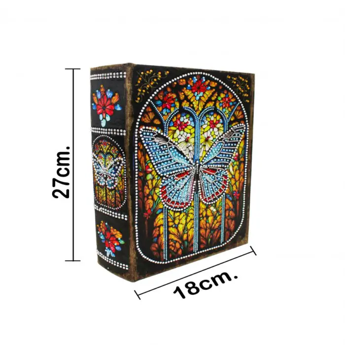 Caja de libros diseño gemas de colores en forma de mariposa de 27x18x7cm - Image 5