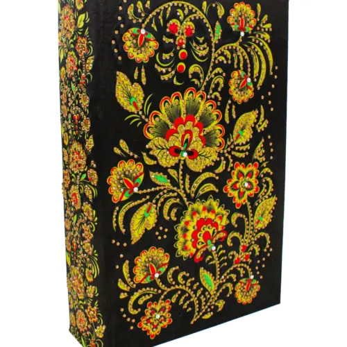 Caja de libros de gemas diseño flores de 27x18x7cm