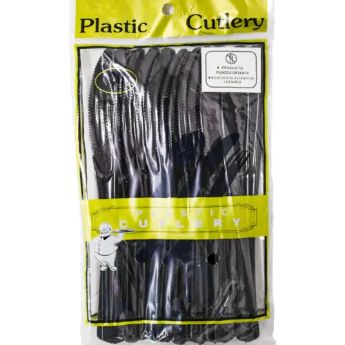 Juego de 20 cuchillos negros de plástico de 14cm